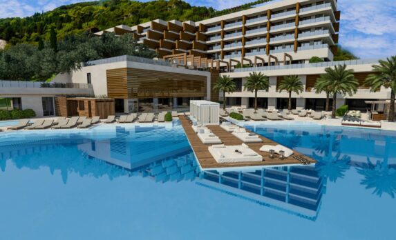 Angsana hotel exterior with pool view